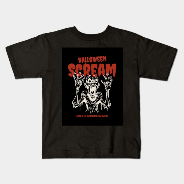 Halloween Scream Kids T-Shirt by nowbix